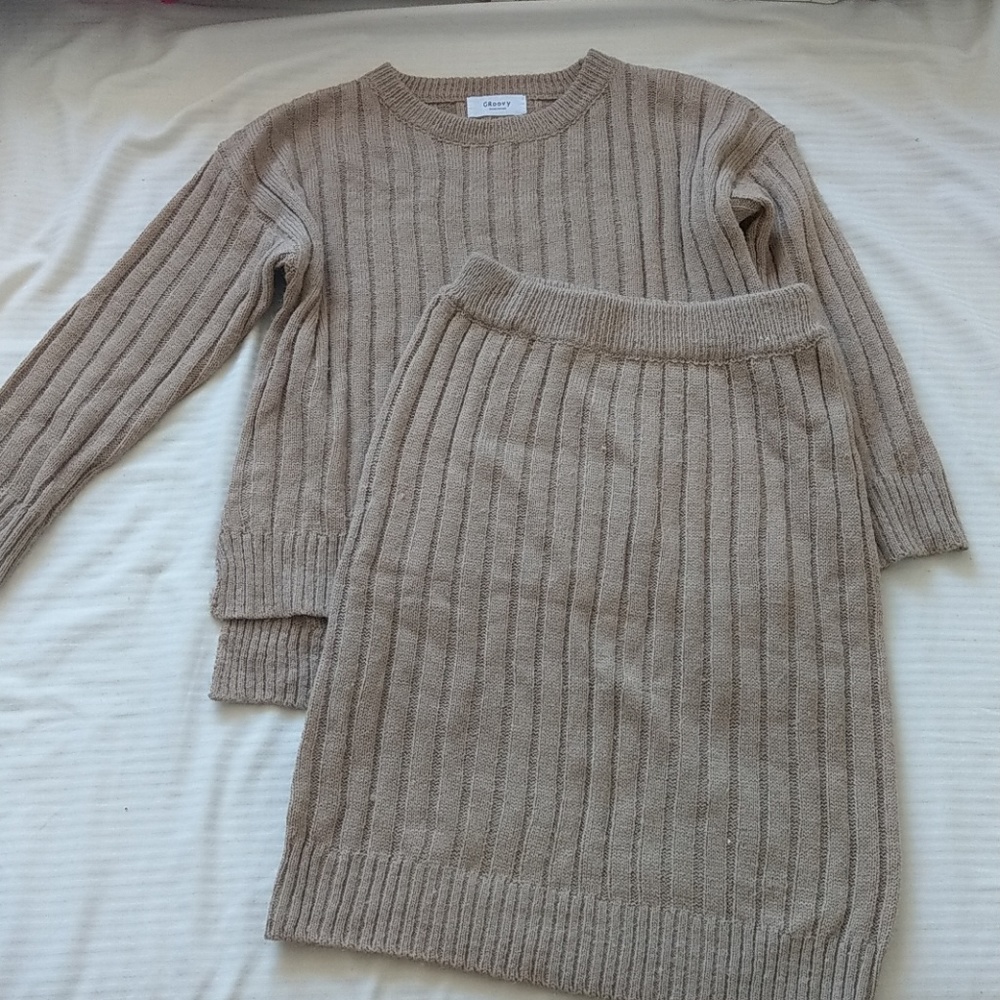 Knit sweater and skirt